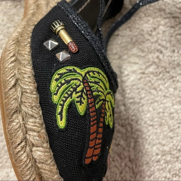 MARC JACOBS Nathalie Crystal & Pearl Embellished Raffia Espadrille Wedges - Picture 11 of 16